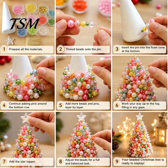 Fun DIY Crafts for Winter Dreamy Beaded Christmas Tree Kit, Handmade Holiday Craft, Multicolor Creative Craft Projects Home Adults, Tabletop