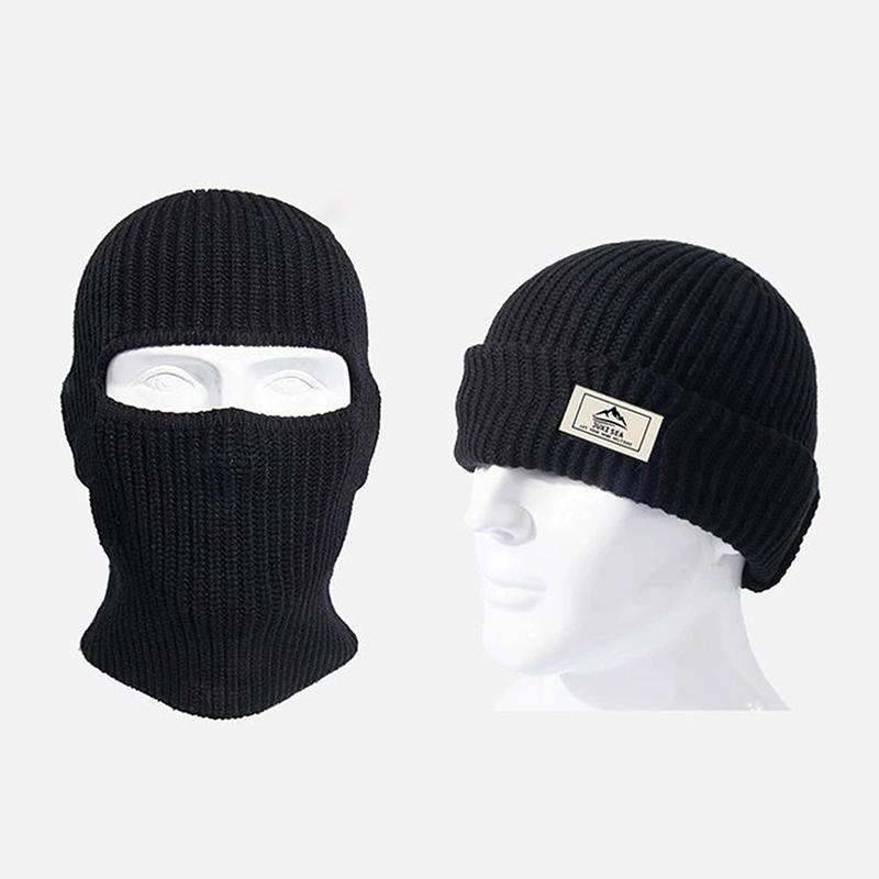 2 In 1 Balaclava Men Women Winter Warm Knitted Beanie Full Face Ski Hat Outdoor Cycling Ear Muff Cap Mountaineering Scarf