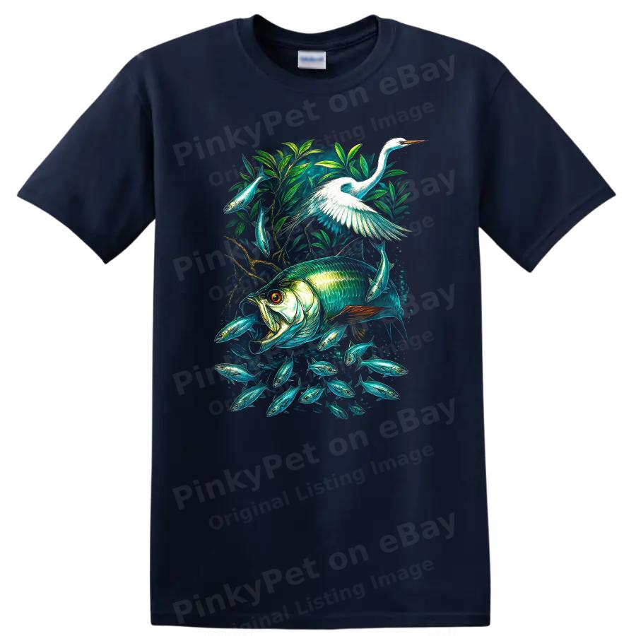 Fish Art Graphic T Shirt Fishing Design Wildlife Scene Nature Lover Tee