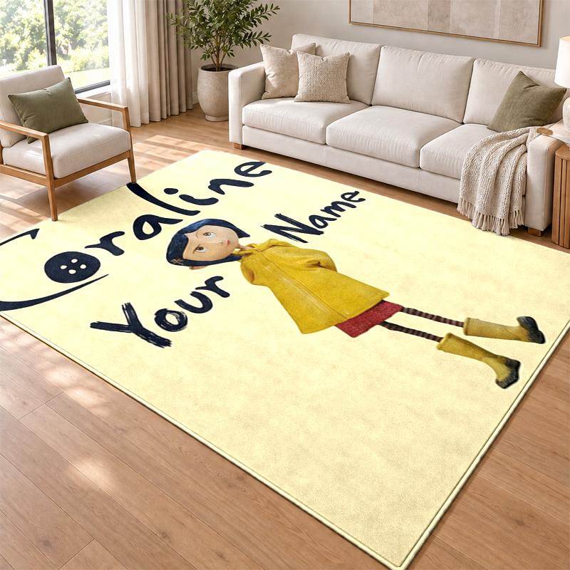 Coraline Custom Name Personalized Rug Non‑Slip Doormat Floor Carpet Housewarming Birthday Gift for Family Friends