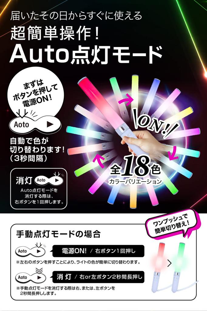 Set of 2 Concert 18 In the Magazine To LED LUXLEAF Penlights for Concerts and Live Performances Lights, Colors, [Featured "Ongaku Hito"], (White)