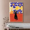 Canvas Painting Cute Black Cat with Flowers Wall Art Animal Poster Flower Print for Living Room Home Decor Unframed