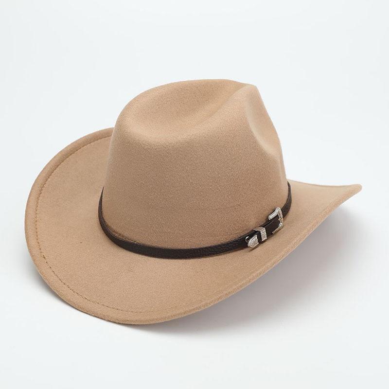 Deerskin Fleece Top Hat Retro Jazz Hat Men's and Women's Felt Hat European and American Woolen Hat Western Cowboy Hat