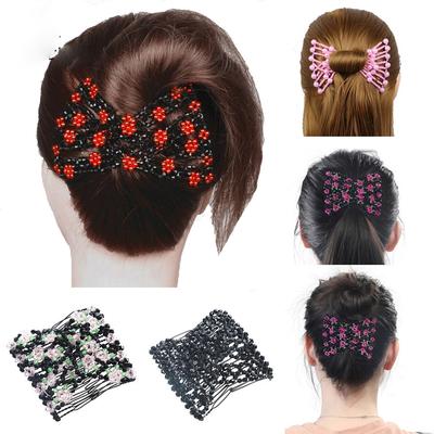 Haimeikang Peine Mágico Clip para el Cabello para Mujeres Pasador de Flor con Perlas Pasador Elástico Doble Peine Clip Accesorios para el Cabello