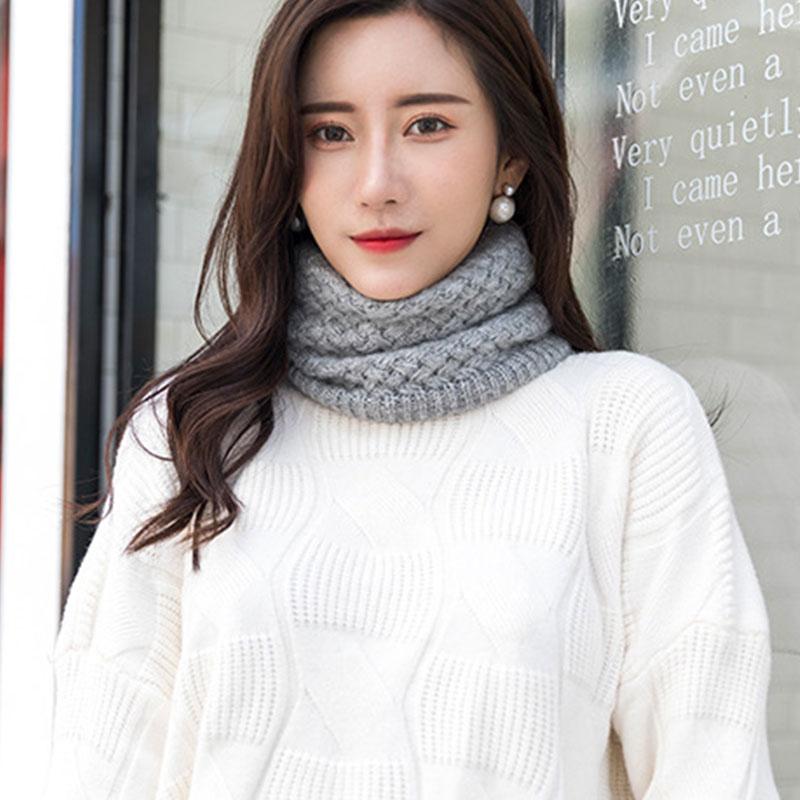 Winter Women Knitted Scarf Solid Fleece Snood Scarves Lady Warm Faux Fur Thick Unisex Neck Scarfs Ring Ski Climbing Scarf