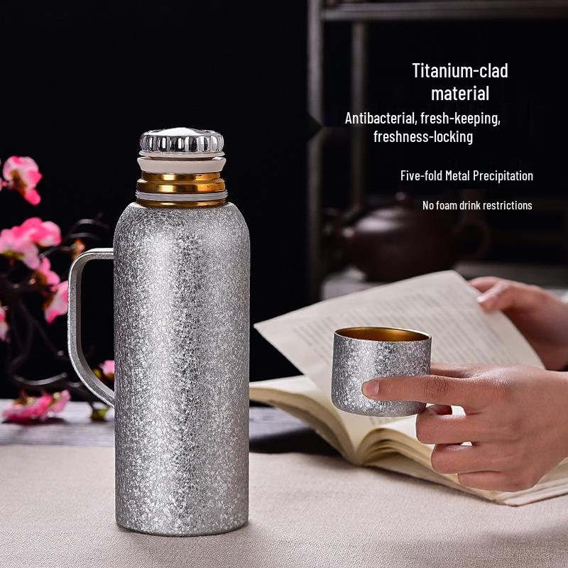 High-Capacity Titanium-Plated Insulated Water Bottle - Leak-Proof, Portable, Double-Layer for Home & Outdoor Use