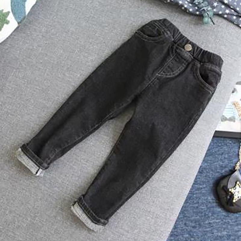 Baby Kids Spring Autumn Winter Thick Warm Jeans Fleece Boys Girls Casual Denim Pants Kids Children Trousers