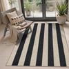 Indoor/Outdoor Rug - Black & Beige Checks/Stripes - Weather - Resistant, Non - Slip - Patio/Living Room Decor - HomeDecor