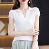 Women's POLO Collar Short Sleeved Knitted T-shirt Loose Top Summer New T-shirt Pullover
