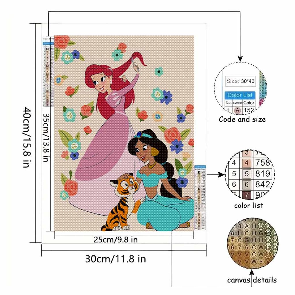 DIY Diamond Painting The Princess and The Tiger Cross Stitch Kit Mosaic Art Diamond Painting Full Circle Diamond Home Decoration