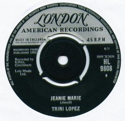 Disque 7 pouces TRINI LOPEZ - Jeanie Marie HL9808 London Records, 1973 UK Pop Occasion
