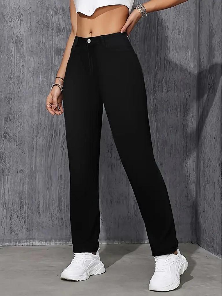 Womejeans Women's Slim Fit Black Jeans - Casual Versatile Long Pants