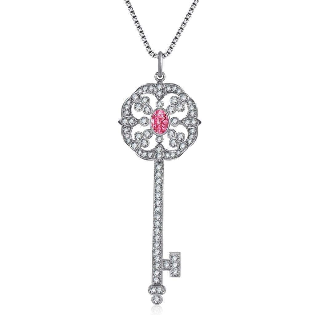 Micro -Inlaid Embedded Stone Flower -Shaped Pendant Necklace