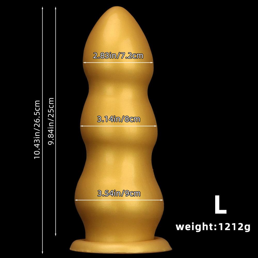 Big Gold Silicone Ribbed Anal Dildo Realistic Penis Sex Toy for Couples Fisting Big Dick BDSM