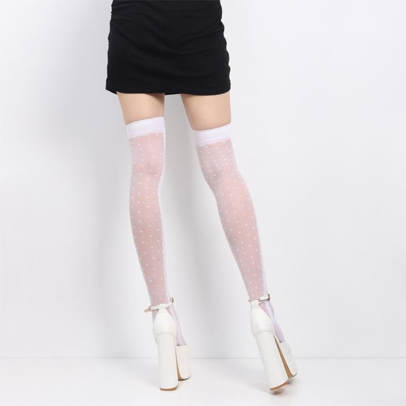 Japanese Style Ultra-Thin Sheer Thigh High Socks Cute Bowknot Crisscross Patterned Over Knee Long Stockings for Womens