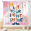Pastel Rainbow Curtains, Kids Girls Baby Boho Cute Inspirational Motivational Quotes Rainbow Colorful Window Drapery for Bedroom