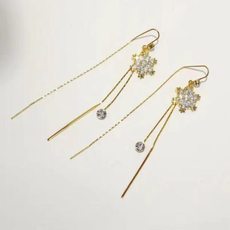 Zirconia Snowflake Tassel Earrings: Elegant High-End Design for Versatile Style
