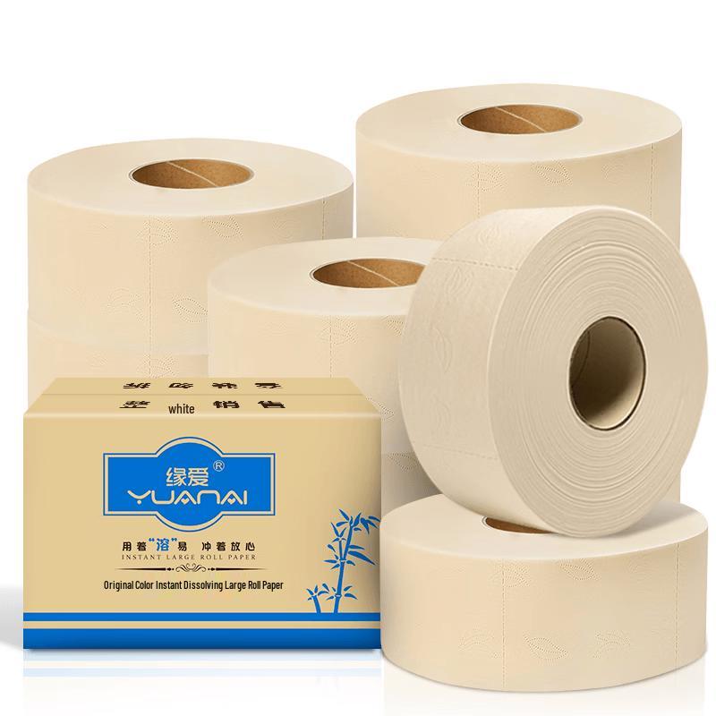 Yuan ai 4-Ply Bamboo Pulp Commercial Toilet Paper, 12 Rolls