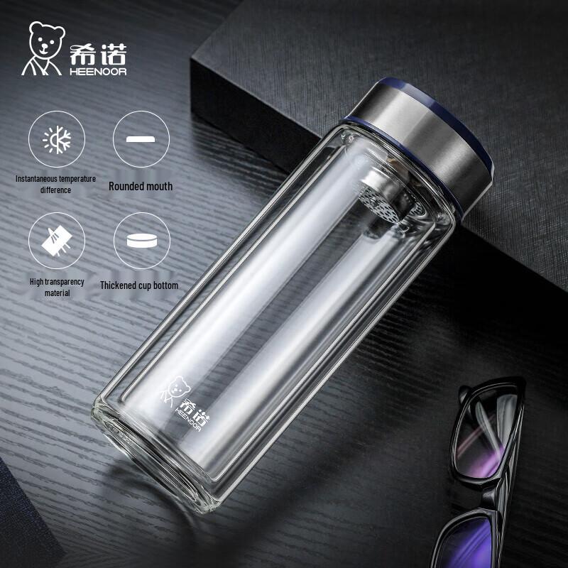 Heenoor Double-Layer Borosilicate Glass Tea Cup with Infuser