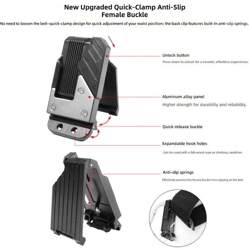 Heavy Duty Tool Belt Clip Hammer Holder Quick Response Work Belt Hook Tool Organization for Plumbers Electricians Mechanics