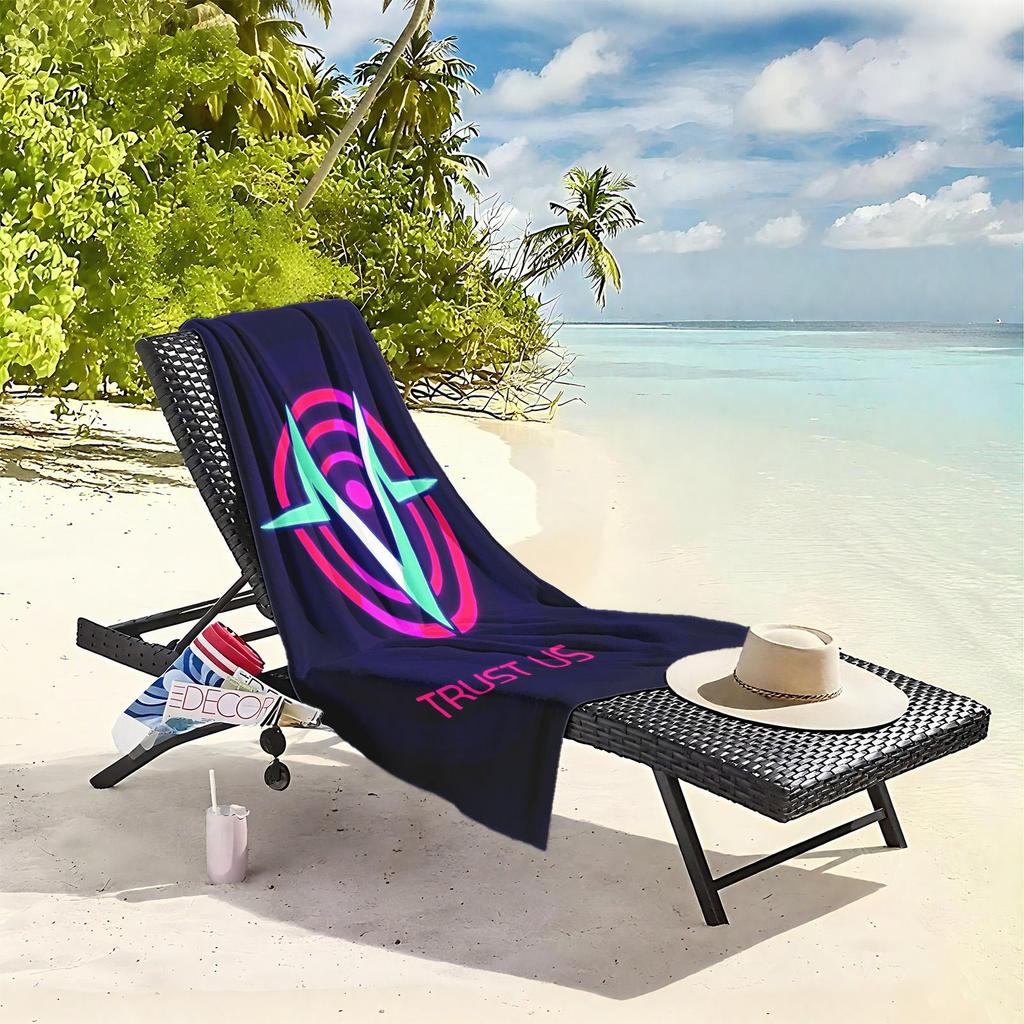 1pc Neon Trust Symbol - Vibrant Digital Design 2D Printed Microfiber Beach Towel, quick dry super absorbent. Great for beach