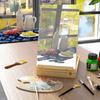 Wooden Tabletop Easel, Folding Box, Compartments, Adjustable Height, 27 x 41.5 x 74.5 cm, Natural