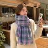 Women's Korean Style Fleece-Like Cashmere Scarf Autumn Winter High-End Warm Shawl Cute Versatile Plaid Neck Warmer