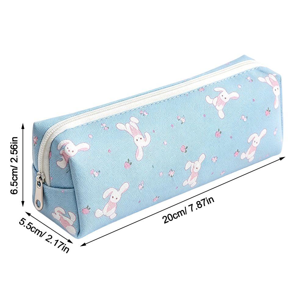 Rabbit Floral Polka-Dot Print Pencil Pouch Zipper Closure Stationery Storage Bag Pen Bag  Students
