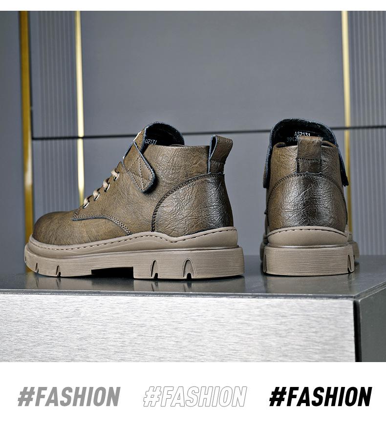 Men's 2023 Autumn/Winter High-Top Cotton Martin Boots: Stylish, Warm, Retro Leather Work Shoes