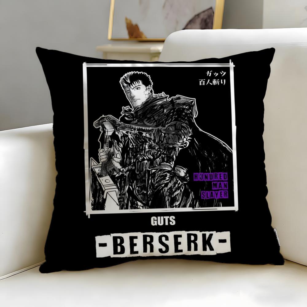 classic anime Berserk Cushion Cover Soft  EasyWash Pillow Case  Versatile for Couch Bed Travel and Office