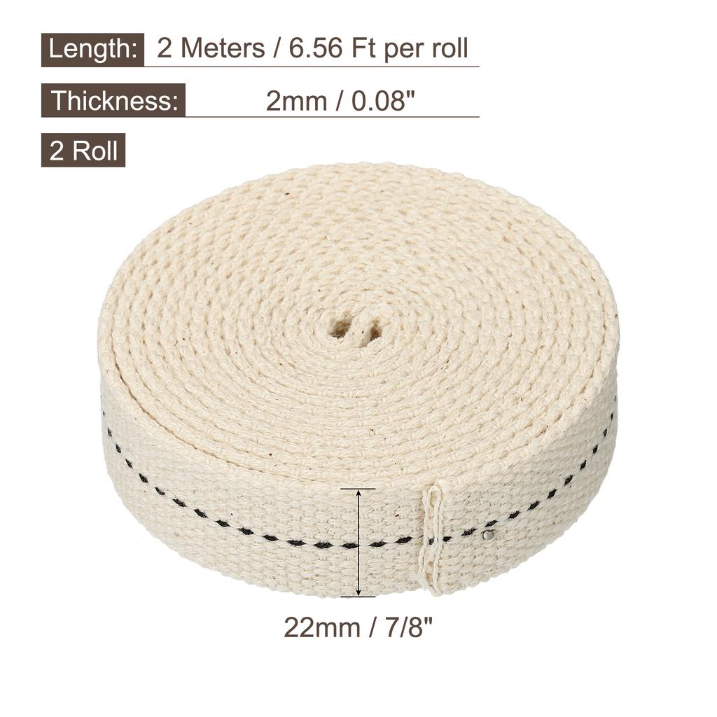 2 Roll Oil Lamp Wick Cotton Lanterns Wick with Black Stitch for Kerosene Burner Lighting  13/15/20/22/25mm Flat 6.5/10 Foot