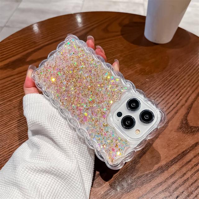 Luksus Shining Glitter Paljetter Telefonveske For Iphone 14 13 12 11 Pro Max 14 Plus 14pro Max Støtsikker Wavy Bumper Silikondeksel