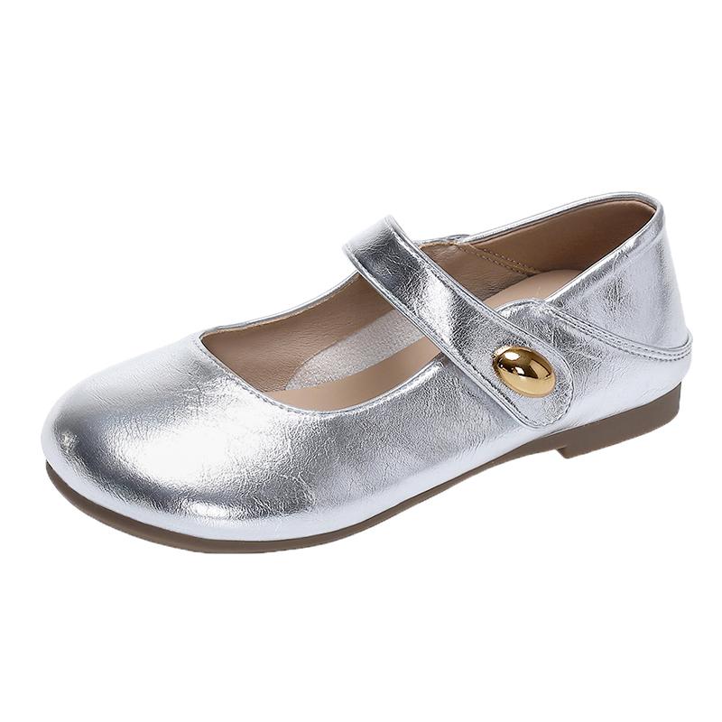 Women's Mary Jane Shoes Round Toe Flat Sole One-length Velcro Cover Toe Sandals Dress Retro All-match Spring Autumn Single Shoes