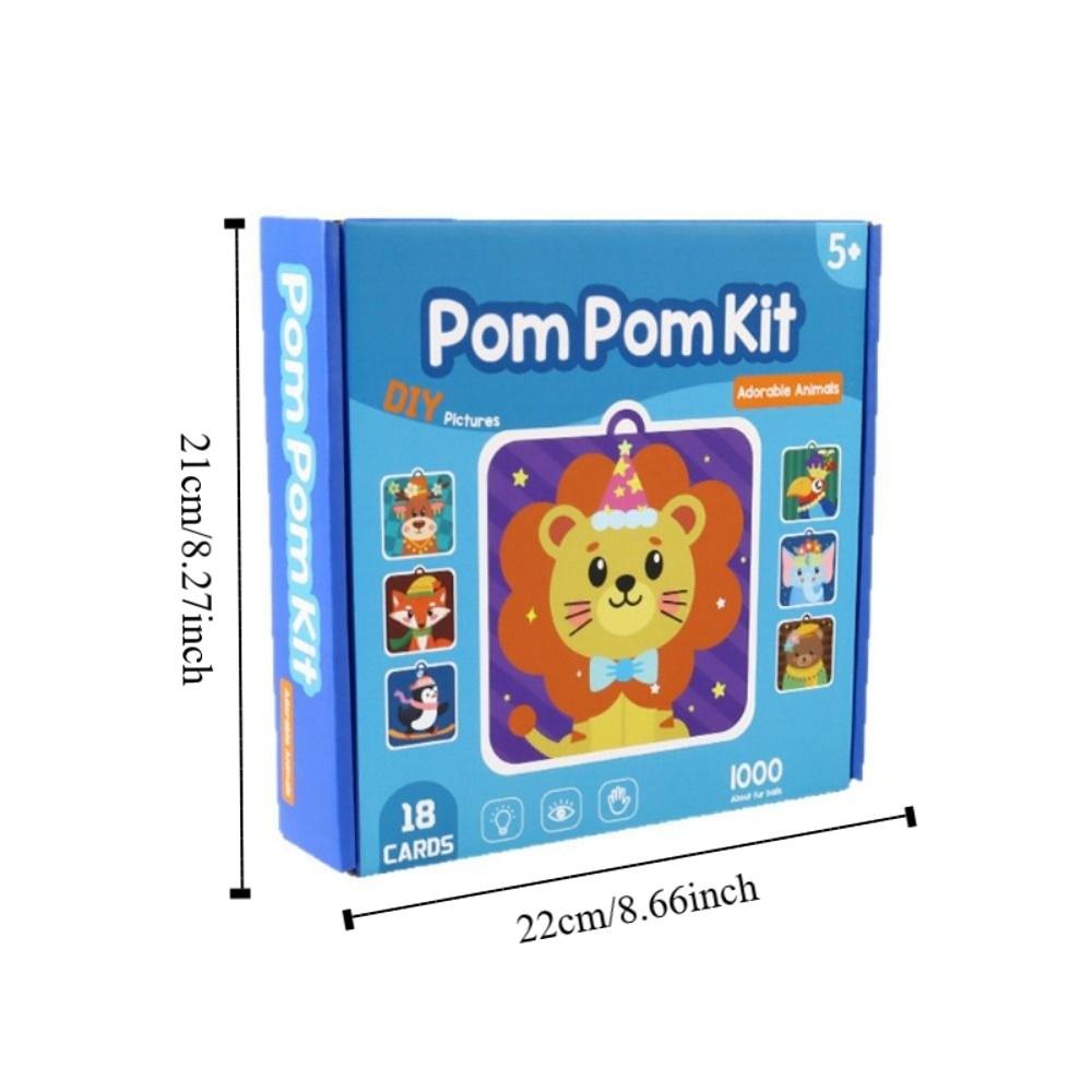 Hairball Children's Sticker Book Educational Pompom Crafts Toy Animal Pompom Art Kit  Kids Activity