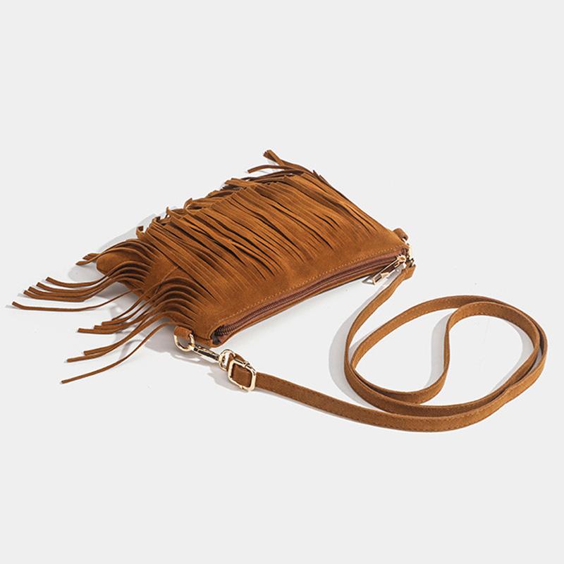 Vintage Quasten Umhängetaschen Damen Vielseitige Schultertasche Boho Stil Fransen Quadratische Geldbörse Damen Handtaschen Zum Verschenken