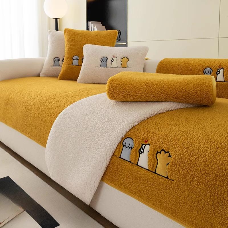 

Подушка для дивана, утолщенная теплая зимняя плюшевая подушка, простая современная нескользящая кожаная ткань для дивана 70*70cm