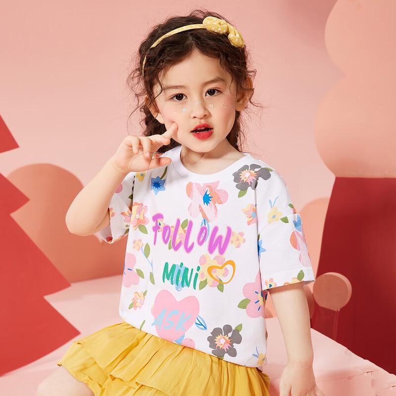 ASK JUNIOR Girls  Floral Print Short Sleeve T-Shirt 130