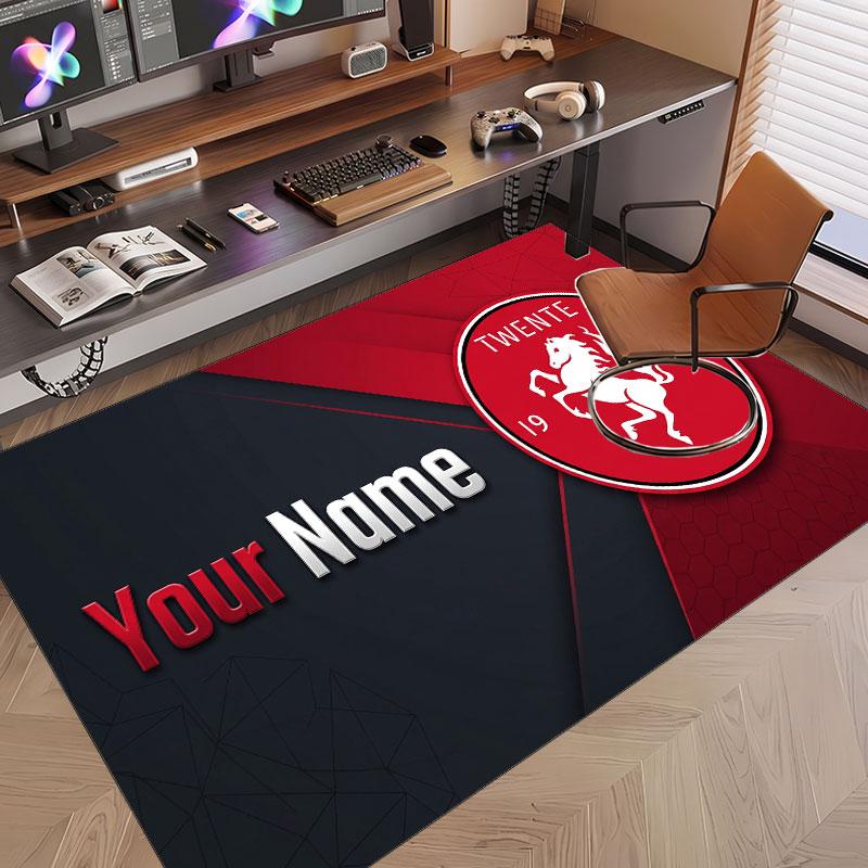 Tappeto Personalizzato Modello FC Twente Stampa Nome Testo Morbido Antiscivolo Tappeto per Pavimento per Decorazione Interna Casa