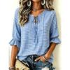Women's Elegant Printed Lace-up Flared Top, Stylish and Versatile, Comfortable and Skin-friendly