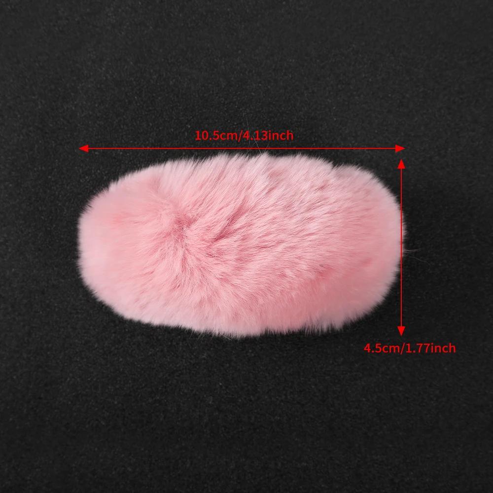 10.5cm Rex Rabbit Hair Hairpin Black Ponytail Hair Clips Girls Cute Plush Hair Clips Hairpin Fashion Women Hair Accessories