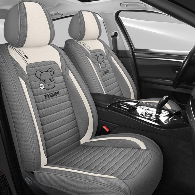 5-Sitzer Autositzbezüge - Hergestellt aus strapazierfähigem, abwischbarem Material, in mehreren Farben erhältlich, präzises Zuschnittdesign, verdickte Polsterung, Rundumschutz