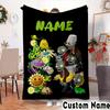 Custom Name Zombies Battle Throws Blanket Flannel Blankets for Couch Bed Gifts for Men Women Picnic blanket Christmas fan gifts