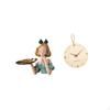 Modern Nordic Resin Princess Statue Key Holder Tray And Wood Wall Clock Decorative Minimalist Art
