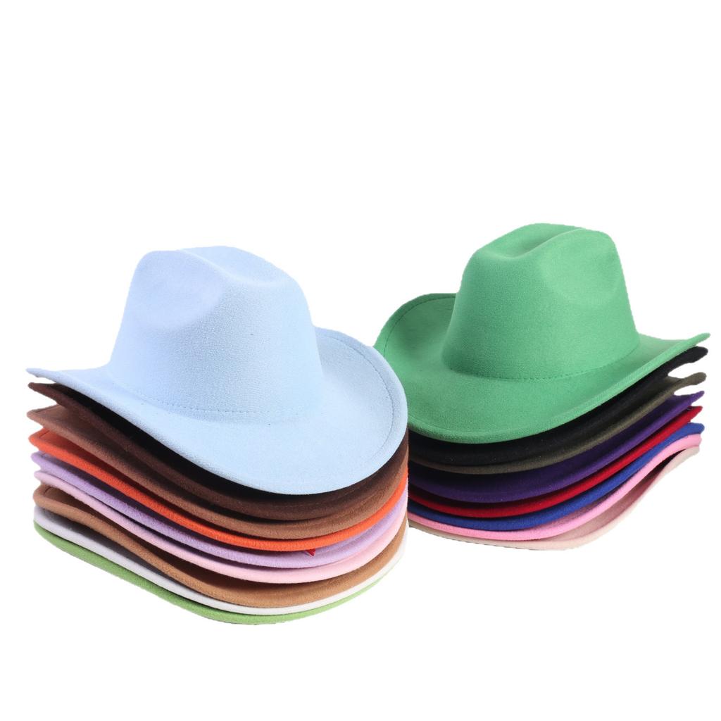 Popular European and American fashion OL style one-word cowboy hat men's and women's high-end top hat jazz hat felt hat