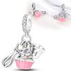 Pink Tone Cake Baking Pendants Authentic Copper Plated Beads Fit Genuine Charms Bracelet Beads Jewelry Diy Gifts For Women