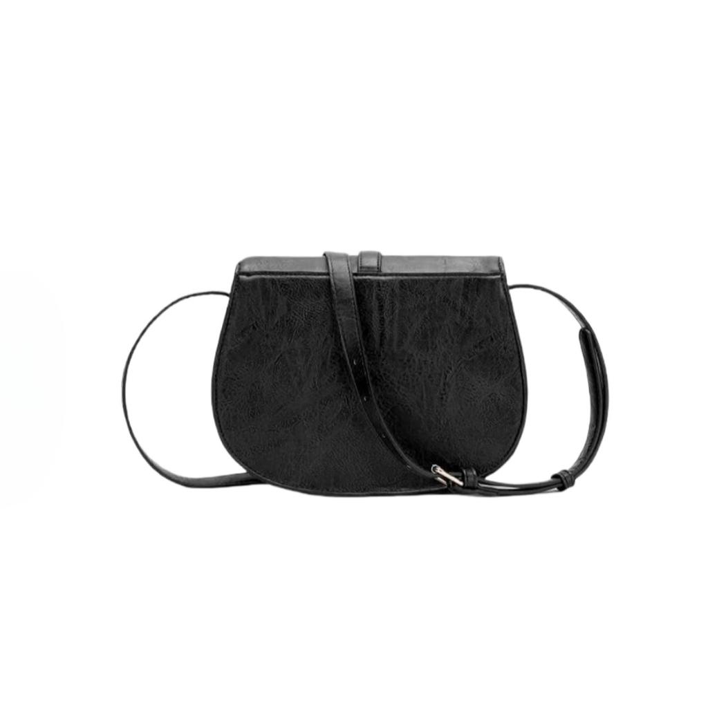 Women's Retro Saddle Bag Women's Shoulder Crossbody Bag European and American Versatile Half Round Bag