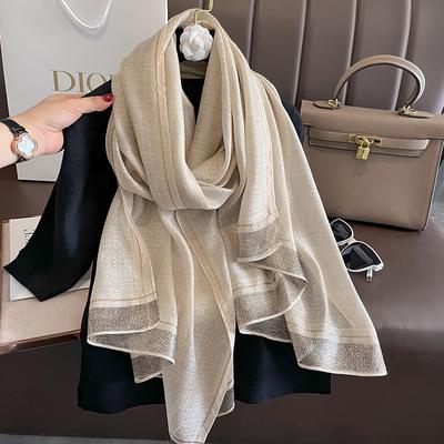 New Women Scarf Winter Warm Solid Silk Wool Shawls Lady Wraps Floral Pashmina Luxury Embroidery Warn Scarves