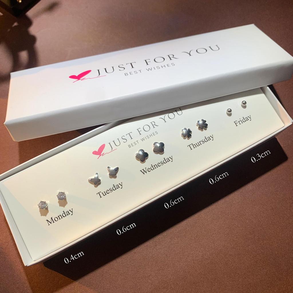 Zirkon Blume & Perle Herz Ohrstecker Set für Damen