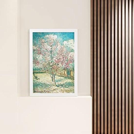 MISITU Jigsaw Puzzle Micro Pieces 1000 Vincent van Gogh Blossoming Peach Tree Landscape Art Painting Masterpiece Flowers Trees Plants Gift Birthday x