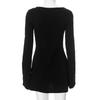 Women's Autumn Solid Color Round Neck Wavy Stripe Long Sleeve Bodycon Dress